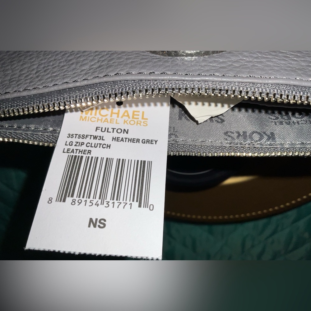 Michael Kors Fulton Large Zip Leather Grey Clutch NWT normcore minimalist fall - Picture 4 of 9